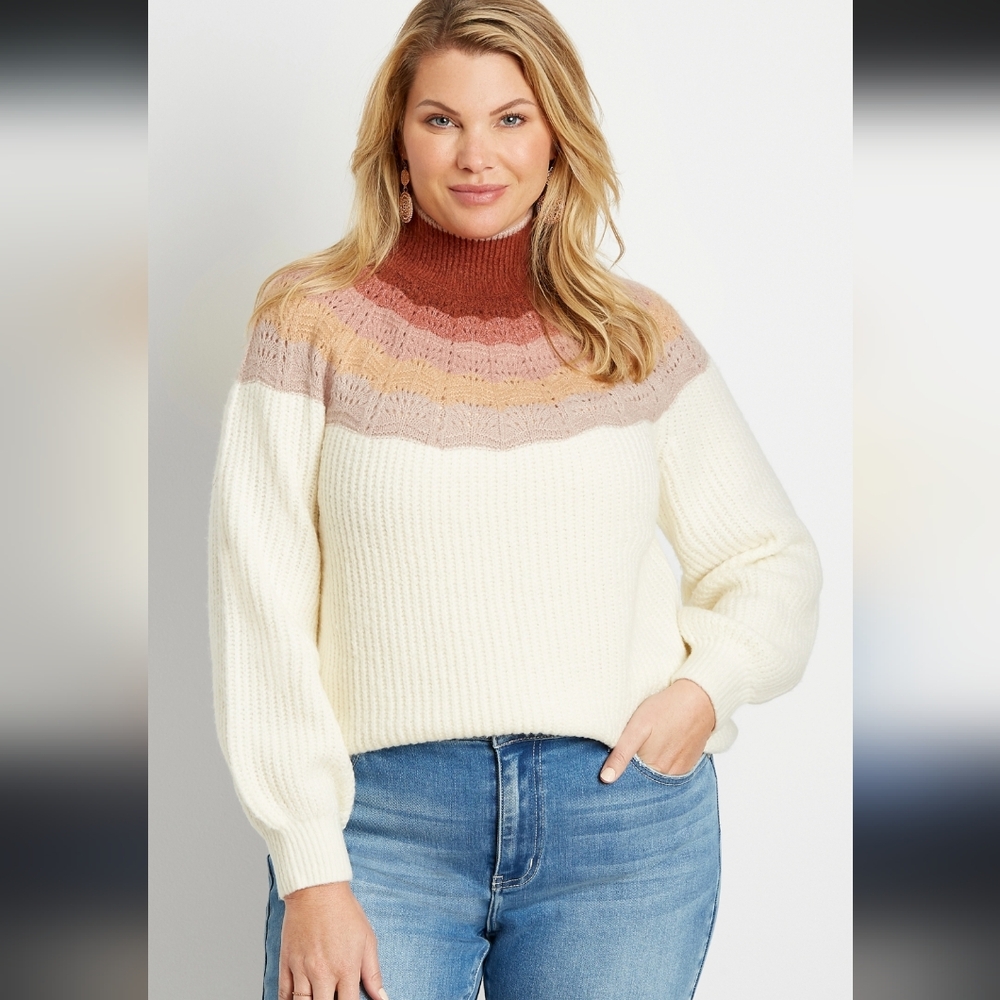 Cable knit turtle neck sweater